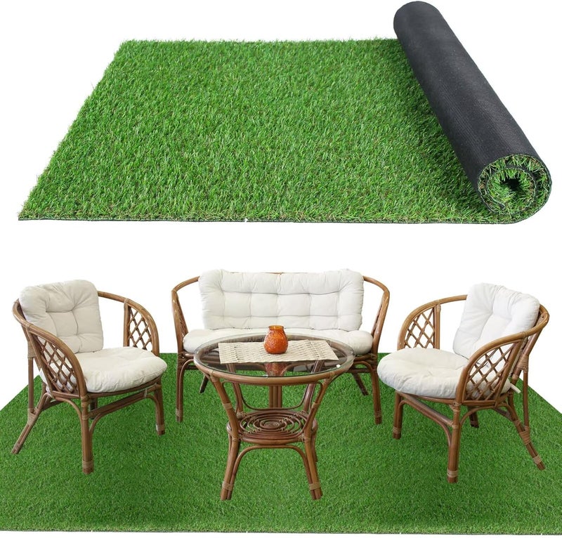 XLX TURF Artificial Grass Outdoor Turf Rug - 4FT X 6FT High Density Realistic Fake Grass Carpet for Patio Balcony Indoor Flooring Decor 15mm/0.6inch Low Pile Height - Image 1